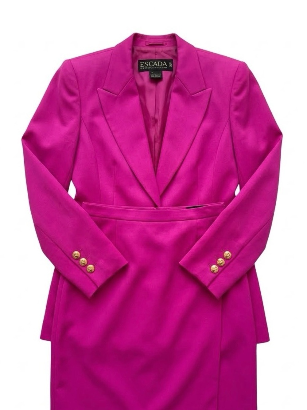 VTG Escada by Margaretha Ley 100% Wool Fuchsia Blazer Dress - Size 42 / US 12